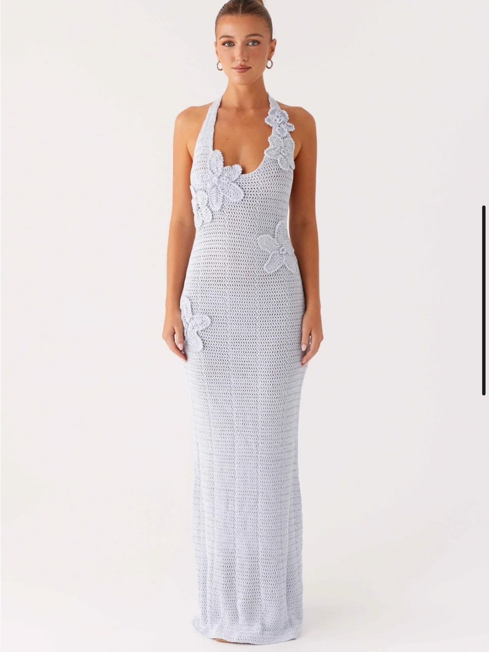 Peppermayo Light Blue Crochet Maxi Skirt with Floral Appliqué - Picture 3 of 6